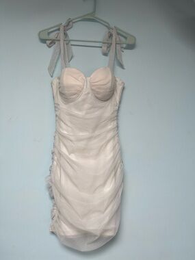 Tie-Shoulder Ruched Mini Dress